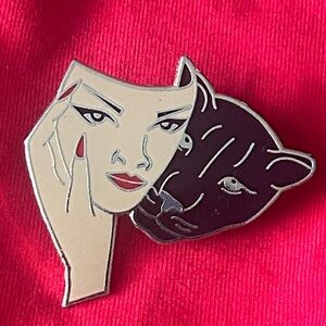 Gemini Panther Enamel Brooch